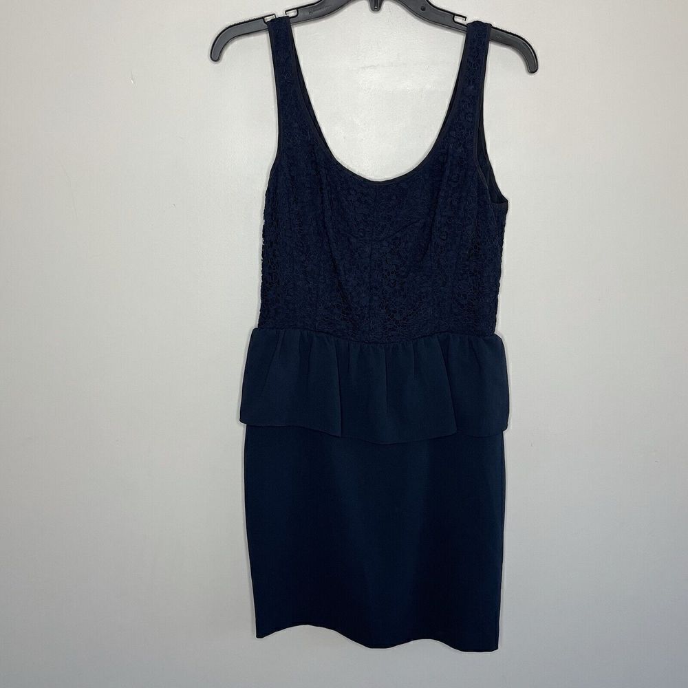 CLUB MONACO Ralph Lauren Womens Navy Blue Sleeveless Lace Dress Ruffle Trim SZ 4